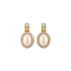 Boucles d'oreilles pendantes dorées vintage de luxe avec pierres œil de chat et cristaux