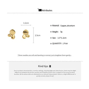 Spécifications détaillées des boucles d'oreilles fleur en zircon doré avec dimensions