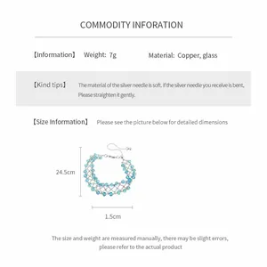 Dimensioni dettagliate e materiali per il bracciale a rete con perline di vetro