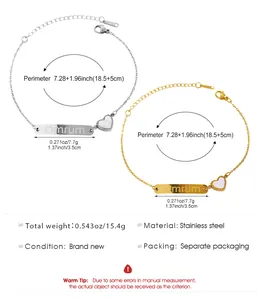 Spécifications de taille et de matériau pour le bracelet de couple Ömrüm en acier