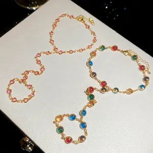 Dopamine style colorful crystal integrated slave bracelet ring jewelry for women