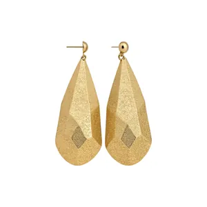 Boucles d'oreilles pendantes en forme de goutte d'or texturée au design géométrique chic