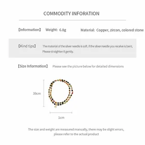 Detailed specifications of the colored stone and zircon beaded double-layer bracelet