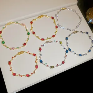 Elegant vine-style bracelets with colorful zircon stones in gold and silver finishes