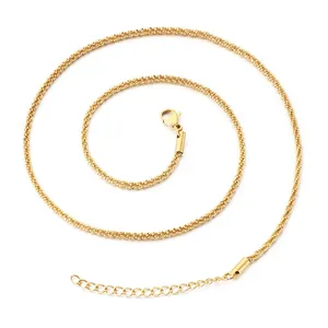 Collier chaîne torsadée en acier inoxydable doré pour homme et femme tendance chic