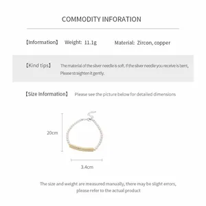 Detailed size specifications for zircon beaded adjustable bracelet with material info