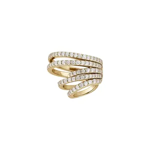 Exquisite multi-layer gold ear cuff with pavé-set stones for stylish non-pierced ears