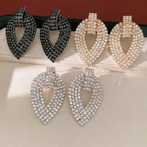Orecchini a Forma di Foglia a Goccia d'Acqua Esagerati Con Perno in Argento Lussuosi Gioielli in Rame per Donna Banchetto Festa