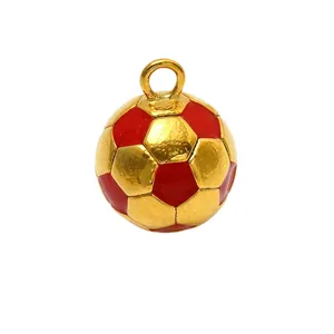 18 Karat vergoldeter Edelstahl Fußball Anhänger Charm für Halsketten Schmuck