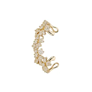 Bague d'oreille dorée courbée avec zircons en goutte, bijoux minimalistes sans perçage