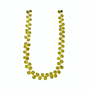 Elegant 14k gold plated green glass bead choker necklace for women featuring a sweet style