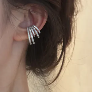 Geometric Zirconia Multi-layer Ear Bone Clip For Women Minimalist Copper Gold Silver Single Earring Fashion Jewelry