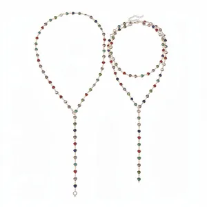 Colliers avec pendentifs en cristal en forme de cœur et chaîne métallique style dopamine