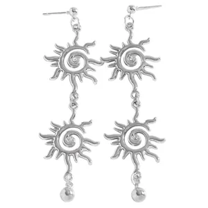 Orecchini pendenti vintage a spirale solare in argento con cristalli per donna