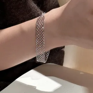 Damen Mode Hohl Gitter Armband Kupfer Individuell Silber Gitter Wickelarmband Elegant Armband Schmuck