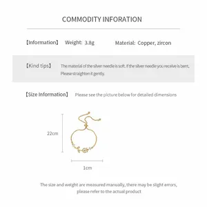 Size and material details of the gold-tone tulip flower bracelet with zircon stones
