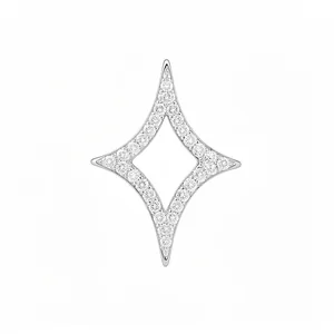 Elegant 18k white gold plated star open ring featuring sparkling pave cubic zirconia