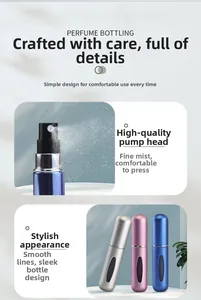 Macro view of portable perfume spray bottle with fine mist pump and level window