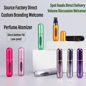 Portable Mini Refillable Perfume Atomizer Bottle Aluminum Bottom Pump Spray Case Travel Essential For Women And Men