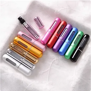 Multi-colored 5ml bottom-fill perfume atomizers with visible window for liquid level