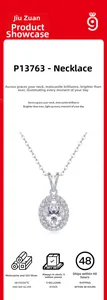 Vue macro d'un collier en argent 925 avec moissanite et pendentif ovale serti en halo