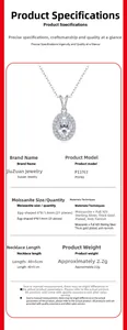 Détails du collier en argent 925 avec pendentif moissanite ovale et spécifications de taille