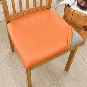 Waterproof PU Leather Chair Seat Cover Elastic Stretch Dining Room Furniture Protector Oilproof Simple Modern Home Hotel