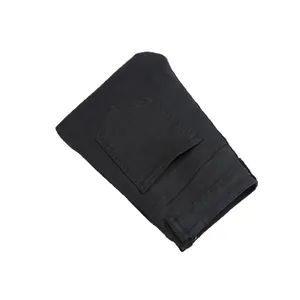Men's minimalist black straight leg jeans with classic back pocket and belt loops detail