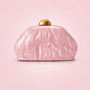 Acrylic Marble Evening Bag Clutch For Women With Metal Ball Lock Vintage Party Wedding Elegant Hard Shell Purse