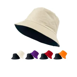 Wendbarer Baumwoll Fischerhut Sonnenschutz Breite Krempe Einfarbig Sommer Outdoor Freizeit Kappe Für Herren Damen