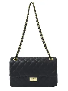 Women Quilted Rhombic Shoulder Bag PU Leather Large Capacity Chain Strap Flap Handbag Elegant Travel Tote