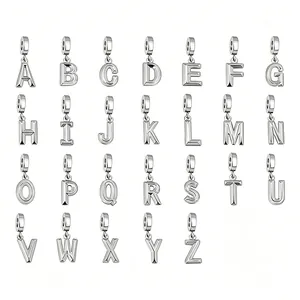 Alphabet Initial Letter Pendant Stainless Steel DIY Jewelry Finding Charm For Necklace Bracelet Polished Silver Color Minimalist Fashion Accessory