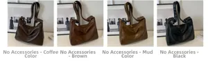 Detailed comparison of coffee, brown, mud and black minimalist soft leather shoulder bags