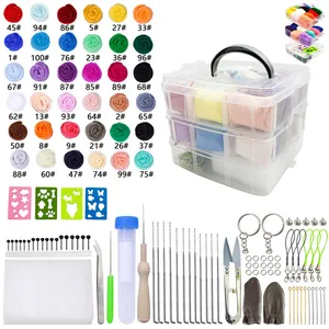 36-color needle felting kit with wool roving, 3-layer storage box, and essential DIY tools