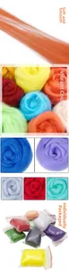 Colorful 66S wool roving fiber for needle felting in vibrant colors and individual bags
