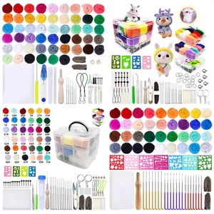 DIY Wool Roving Needle Felting Kit With Tools Storage Box Multicolor Handmade Animal Craft For Beginners Creative Home Decor Gift