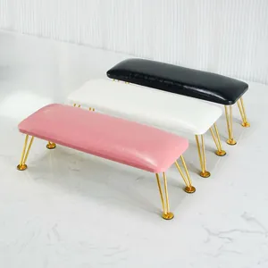 Manicure Hand Rest Cushion PU Leather Arm Rest Stand Professional Metal Legs For Nail Salon Ergonomic Support Tool