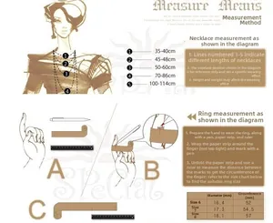 Size guide for rings and necklaces with diameter and circumference measurements