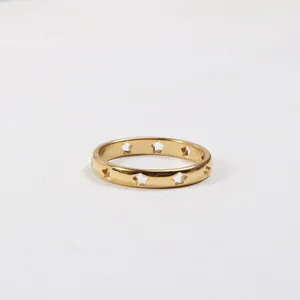 Hollow Star Ring Domed Design Titanium Steel 18k Gold Plated Minimalist Fashion Accessory For Women