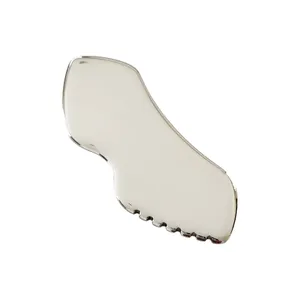 Polished stainless steel heart-shaped Gua Sha tool for facial and body muscle massage