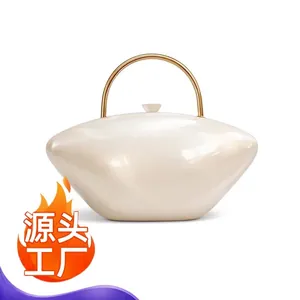 Marble Pattern Acrylic Evening Clutch Bag Gold Metal Handle Party Wedding Chain Shoulder Bag Women