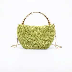 Women Evening Bag Snake Skin Pattern Embossed Gold Metal Handle Chain Shoulder Strap Clutch Purse Fashion Wedding Party