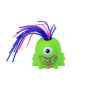 Funny green monster sensory toy with colorful hair and screaming sound effect