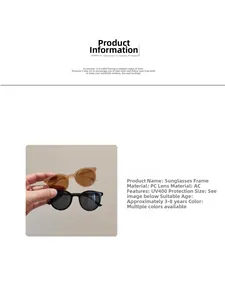 Detail view of PC frame and AC lens specifications for UV400 kids sunglasses