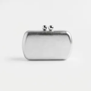 Women Evening Clutch Bag PU Leather Metallic Texture Double Ball Clasp Chain Shoulder Bag For Wedding Banquet Party