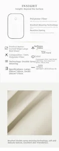 Detailed infographic of minimalist beauty bed sheet with curved edges and fabric specifications
