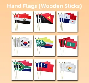 Detail of national hand-held flags with wooden poles for fans and sports events