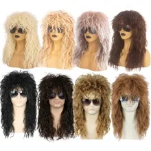 Comparison of long curly wigs in eight stylish colors made of high-temperature synthetic fiber