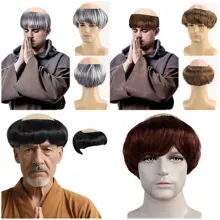 Short curly monk style tonsure wig for cosplay and theater in multiple hair colors