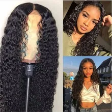 Detail of long black deep wave wig with realistic lace base and natural hairline finish